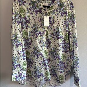 J. Crew x Liberty of London Long Sleeve Purple and Blue Collared Shirt NWT